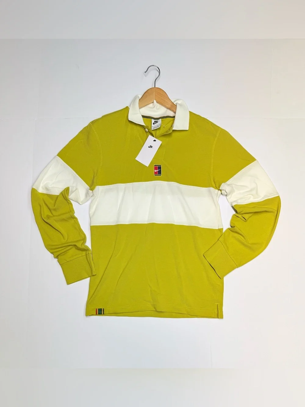 Nike Tennis Polo Nikecourt Colorblock Saffron Long Sleeve Mens XS HQ1748-389